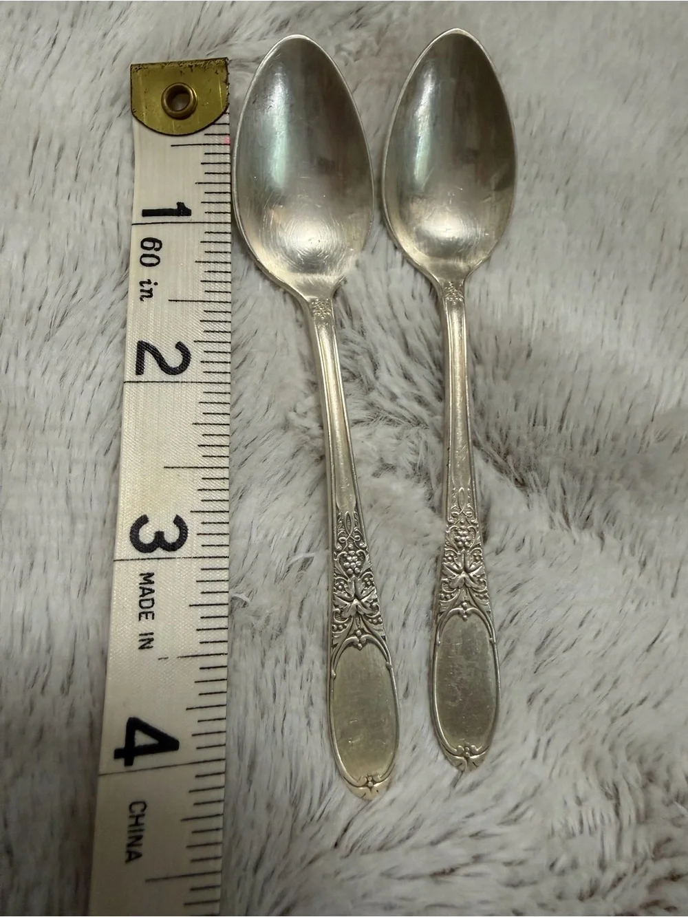 Vintage 1934 Roger’s & Son Burgundy Champagne Pattern Silverplate Teaspoons (2)